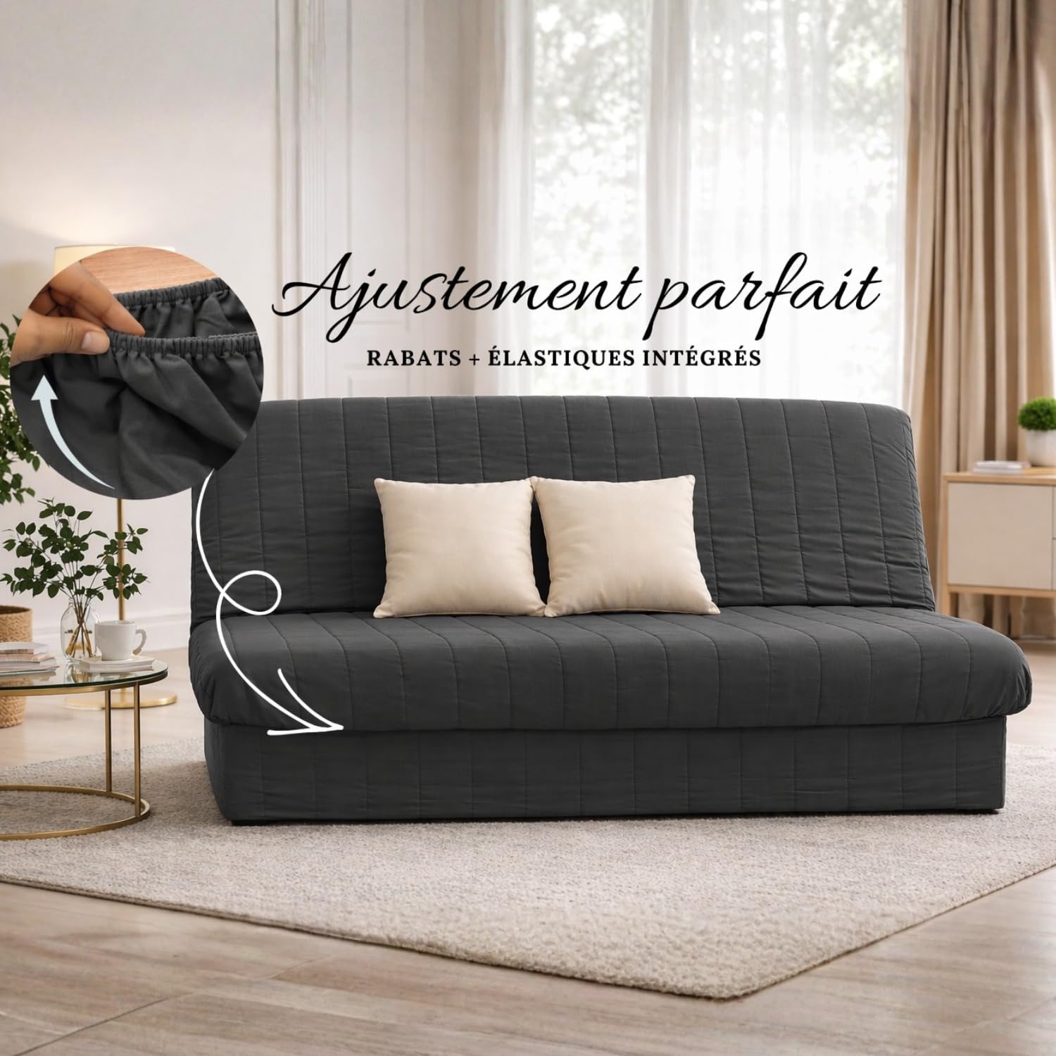 Housse De Clic Clac Matelassée Anthracite