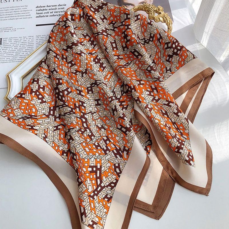 100% Mulberry Silk Square Scarf, 26" x 26", Women's Neckerchief Headscarf, Gift Packed4