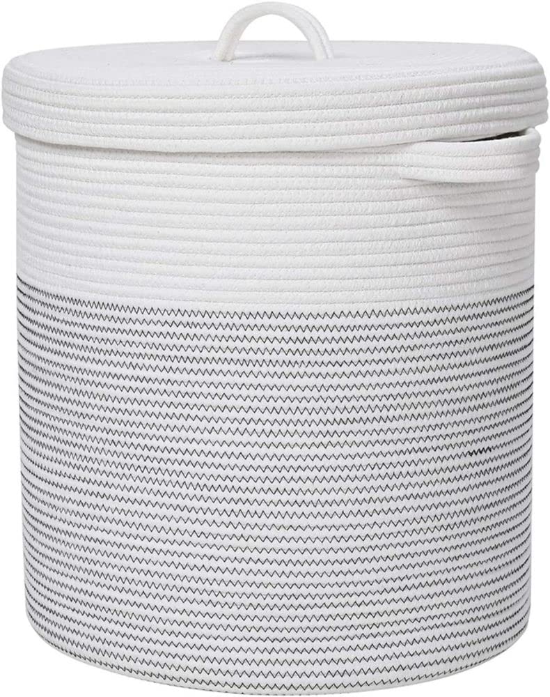 See full amazon price history chart for GRATIFY Mansa Traders 12" x 12" x 14" Large Storage Basket with Lid, Cotton Rope Storage Baskets, Laundry Hamper, Blankets Pillows Storage in Living Room Baby Nursery, White&Black Stiches with Cover GRATIFY Mansa Traders 12" x 12" x 14" Large Storage Basket with Lid, Cotton Rope Storage Baskets, Laundry Hamper, Blankets Pillows Storage in Living Room Baby Nursery, White&Black Stiches with Cover (B0BSSYJ9R3) Amazon Price History, Amazon Price Tracker