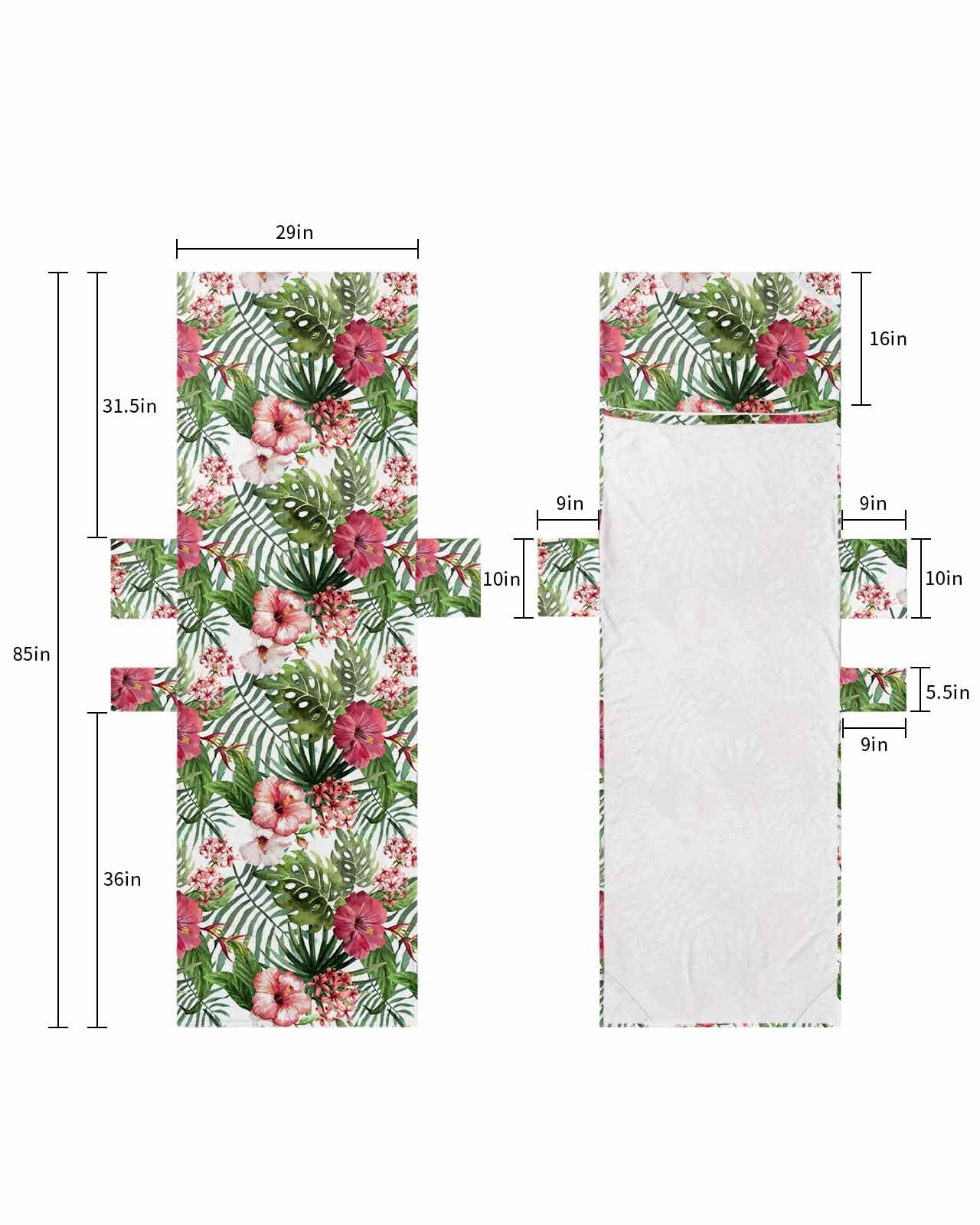 Tropical Plants Beach Lounge Chair Towel Cover, Soft Chaise Lounge Towel with Side Pockets Patio Pool Chairs Cover for Beach/Pool Sunbathing 29x85 Summer Botanical Red Spring Floral