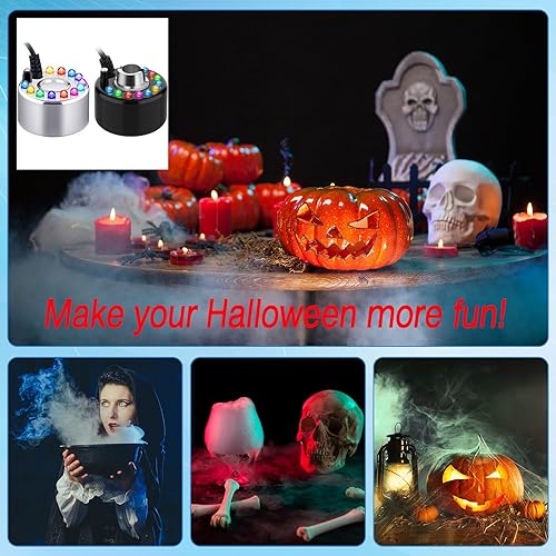 Vista 7 de Yaomiao 2 piezas de niebla de Halloween, pequeña máquina de niebla ultrasónica para fuente, nebulizador, agua, jardín, estanque, humidificador