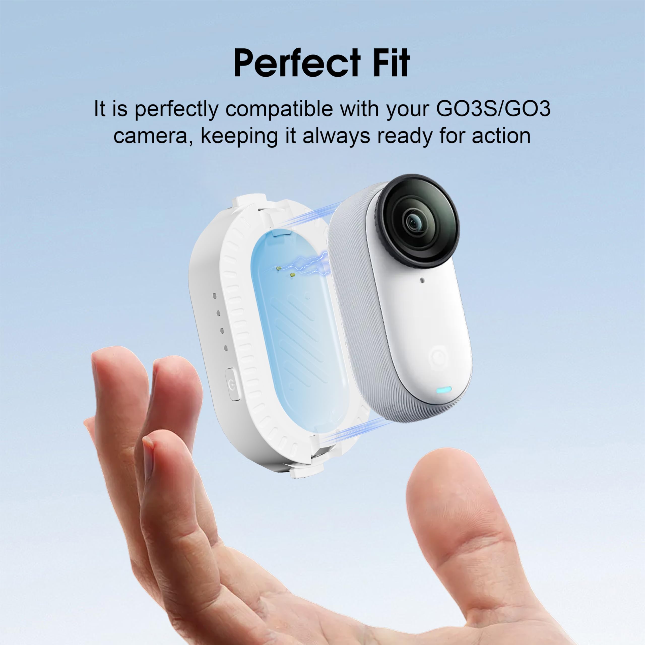 Batteria per Insta360 GO 3S/3, durata prolungata della batteria, caricatore rapido per accessori Insta 360 GO 3S 3, custodia di ricarica portatile con base magnetica, protezione multistrato, spia