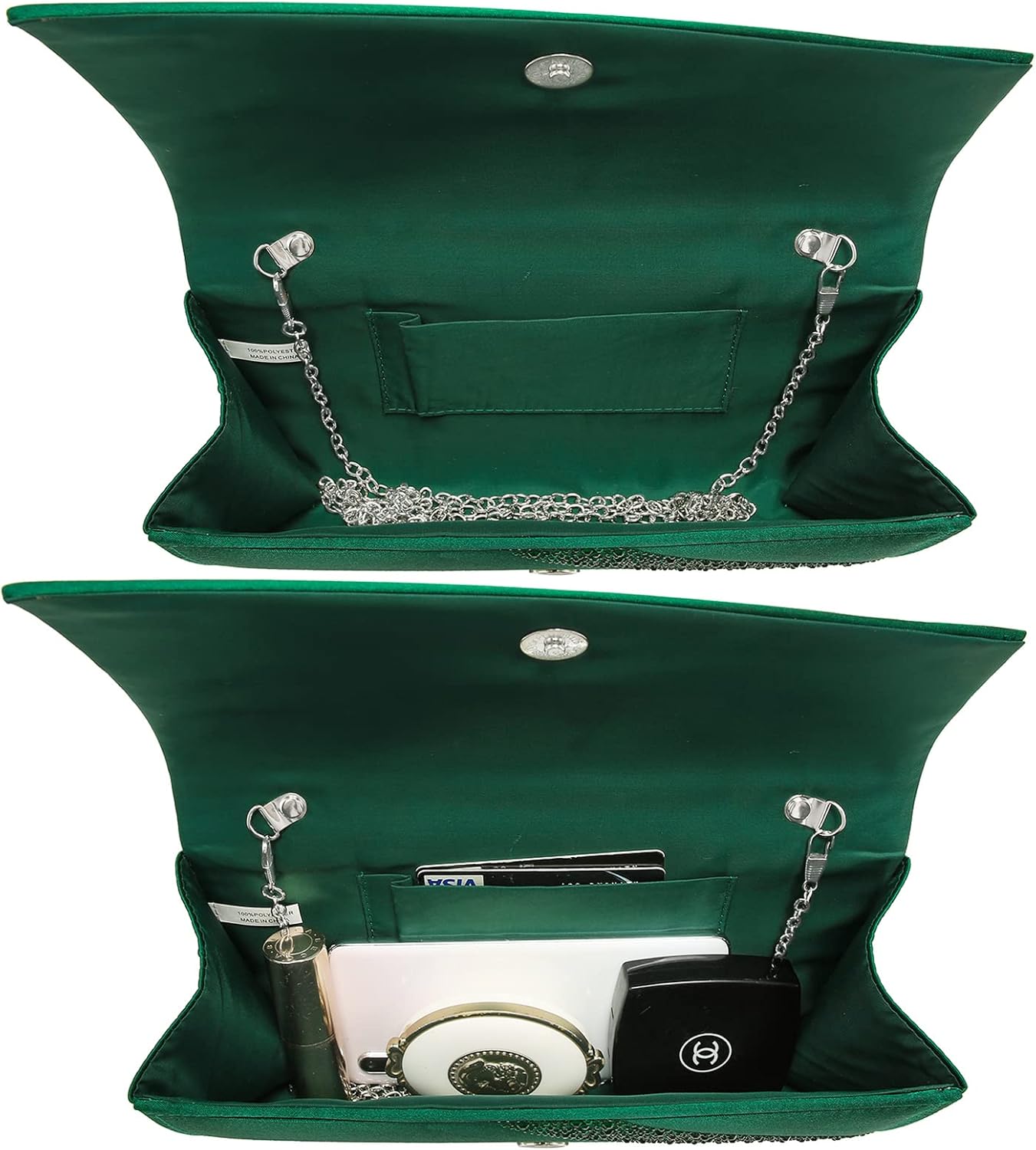 Dasein Women's Satin Rhinestone Clutch Evening Bags Sparkle Glitter Shiny Purse Handbag for Party Wedding Cocktail Prom - Image 5