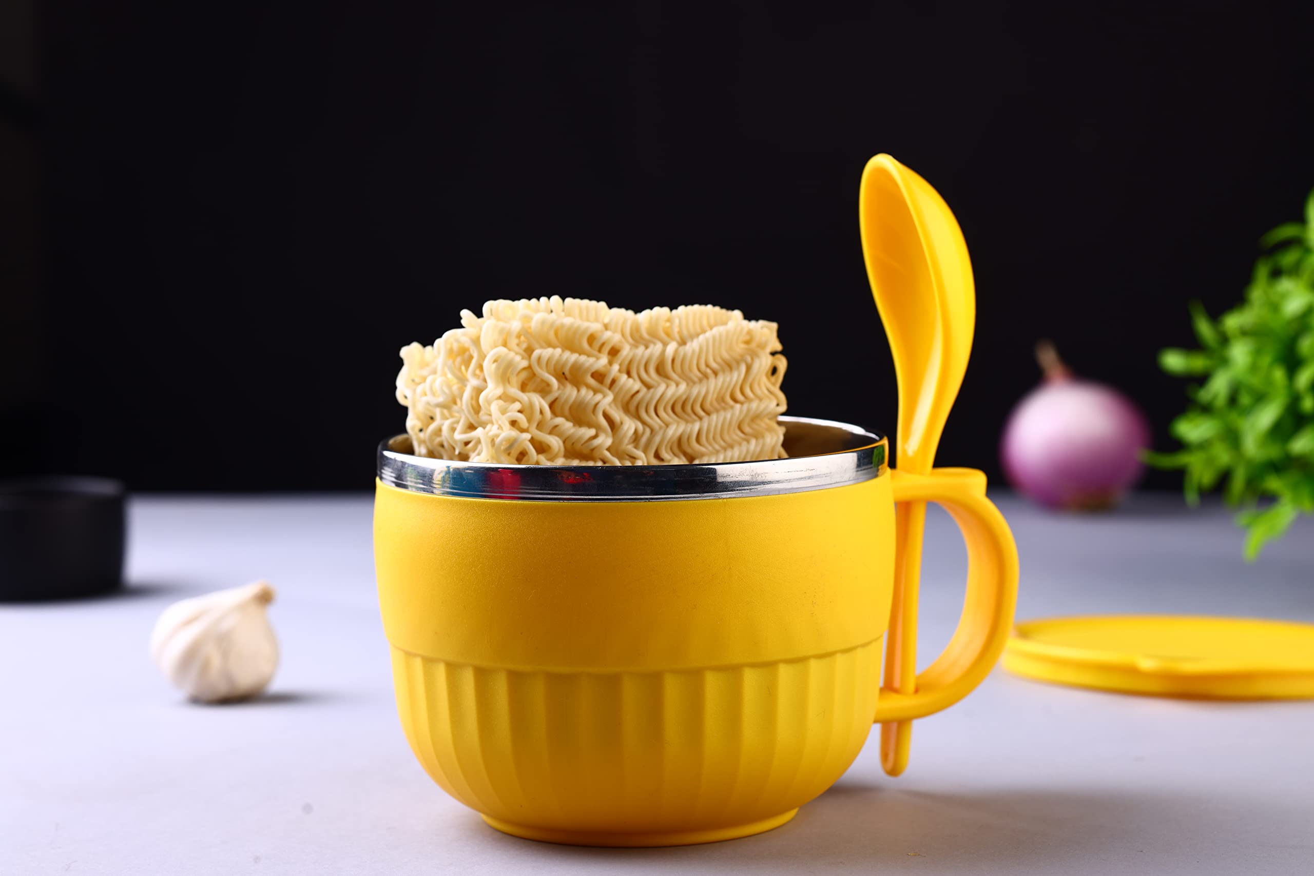 SAPPHIRE INDIASAPPHIRE INDIA Efficient Breakfast Bowl for Noodles, Cereal, and Oats - Simplify Your Morning Routine with a Versatile Bowl for Breakfast Essentials, Yellow