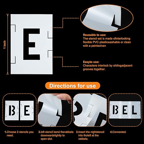 Miniatura 5 de Juego de plantillas de letras de 153 piezas, plantillas de pintura de símbolos, plantillas de pintura de plástico del alfabeto, kit de plantillas