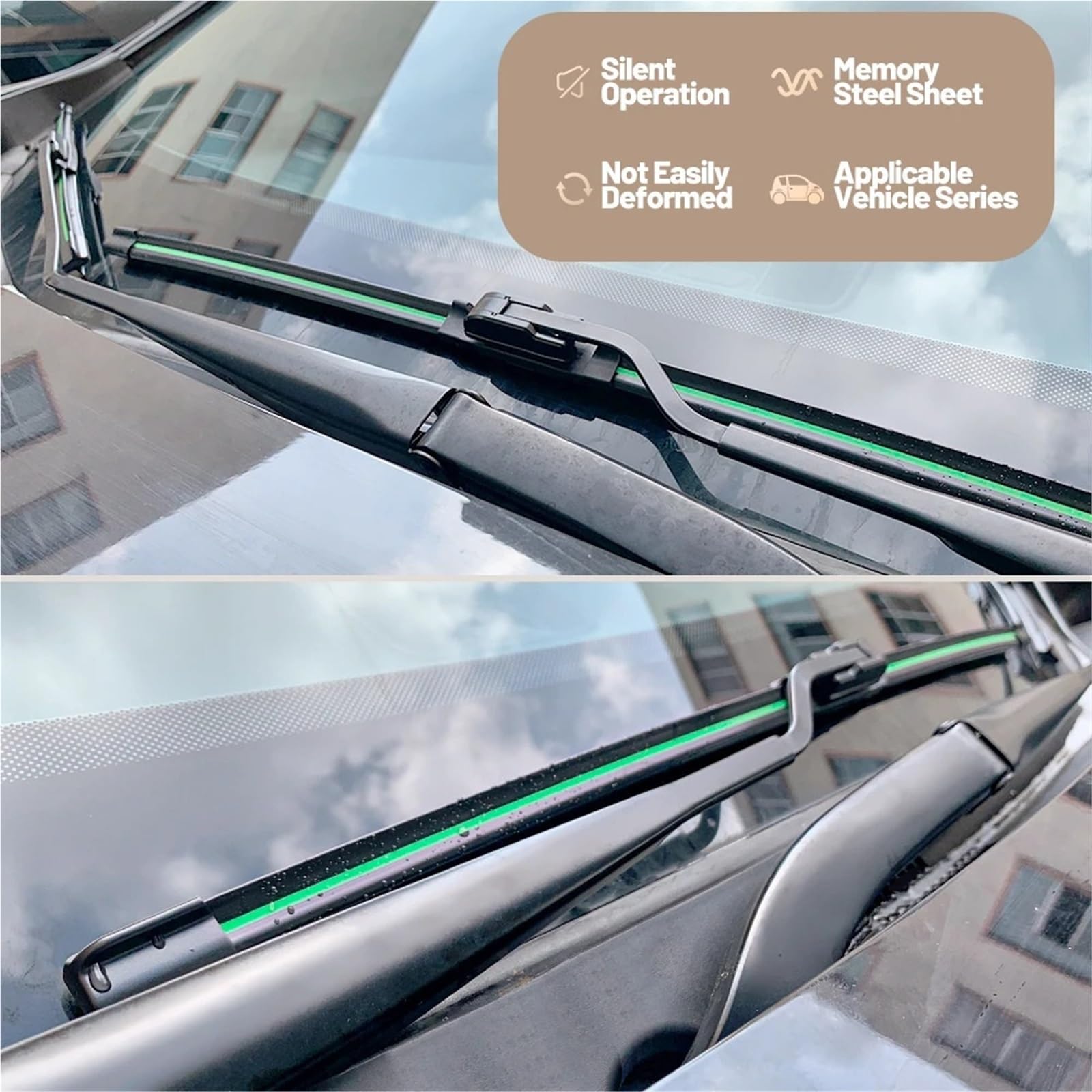 Wycieraczki samochodowe Pasuje do Smart ForTwo piór wycieraczek przedniej szyby 2 szt. Akcesoria okien Pióro Wycieraczki(Black-Green,453 (2014-2019))
