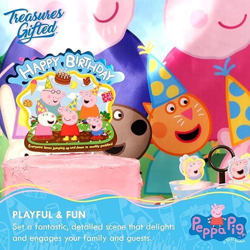 Miniatura 4 de Treasures Gifted Decoraciones de cumpleaños con licencia oficial de Peppa Pig  Decoración de pastel de Peppa Pig  Suministros para fiesta de