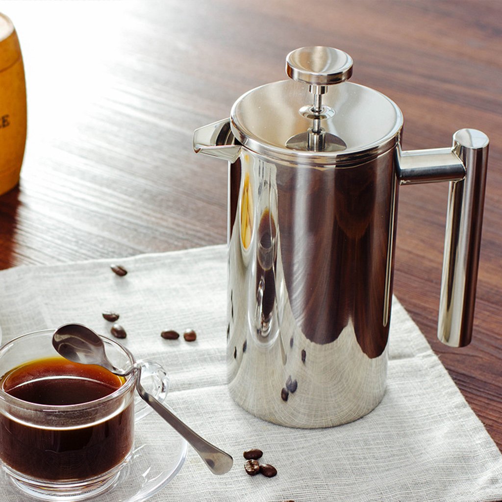 misppro Cafetera de prensa francesa, cafetera de prensa francesa, cafetera expreso, émbolo de acero inoxidable, aislada, 500 ml