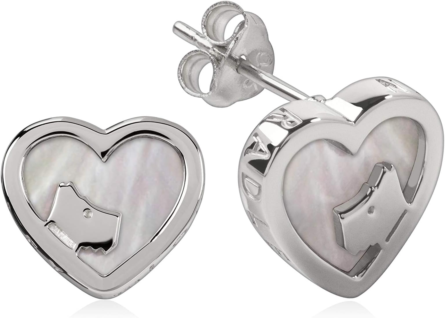 Radley London Sterling Silver And White Mother of Pearl Heart Stud Earrings RYJ1067