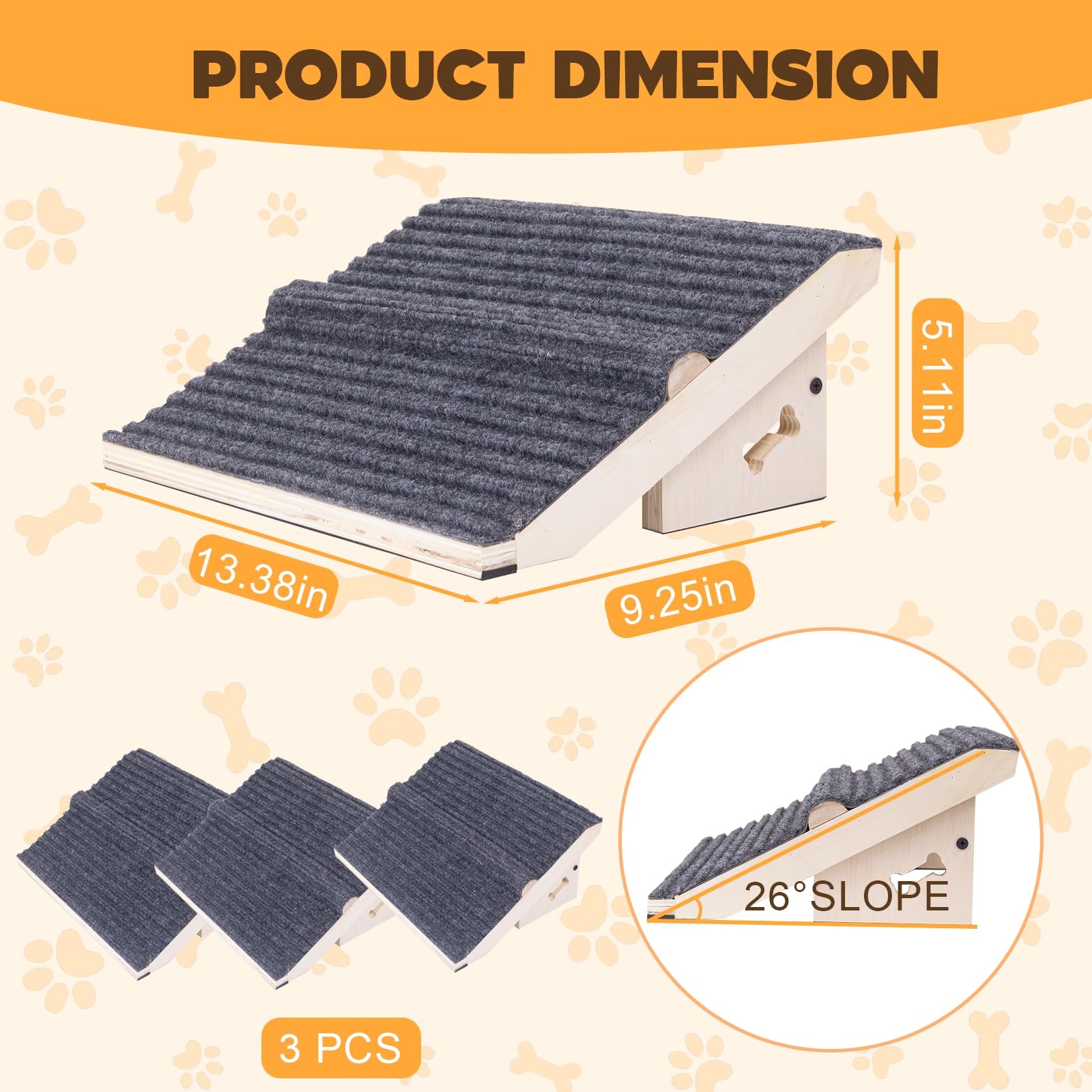 Amazon.co.jp: 階段用木製犬用スロープ3個パック、短足/小型/怪我を