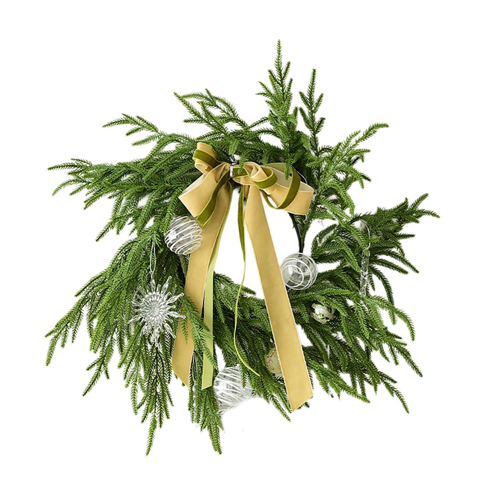 Kalttoy Velvets Bows Wreath Pine Garlands Hanging Pendant Accessory Holiday Atmospheres Enhancer for Home Winter Decorations