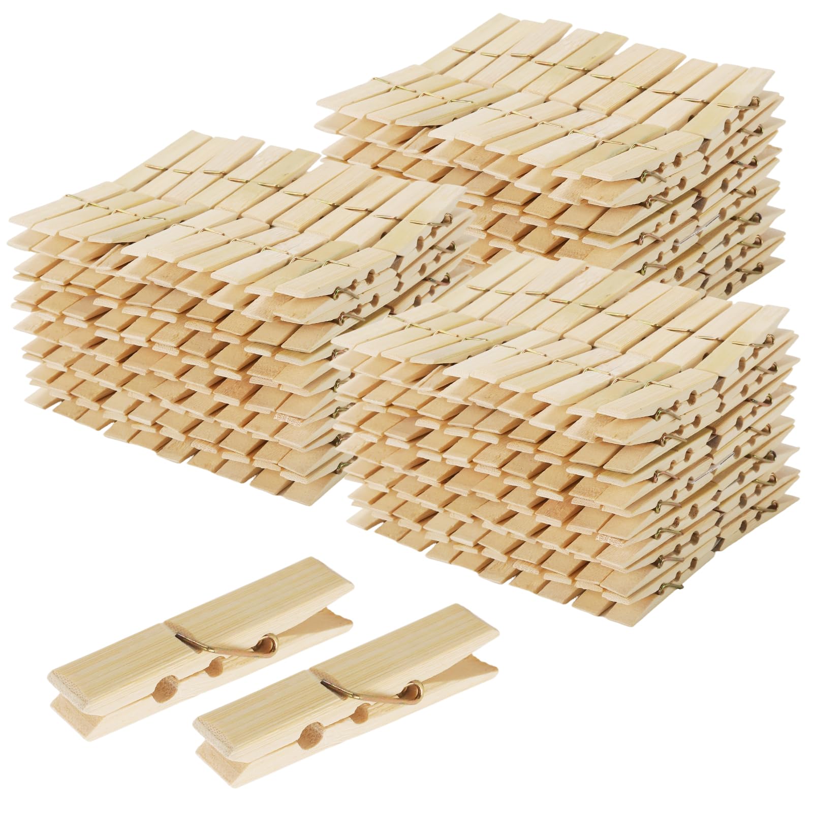 HONYUET 300 Pack Large Bamboo Clothes Pegs, 6.1 x 1.1cm Wood Clothespins Clips for Laundry, Crafts, Photos