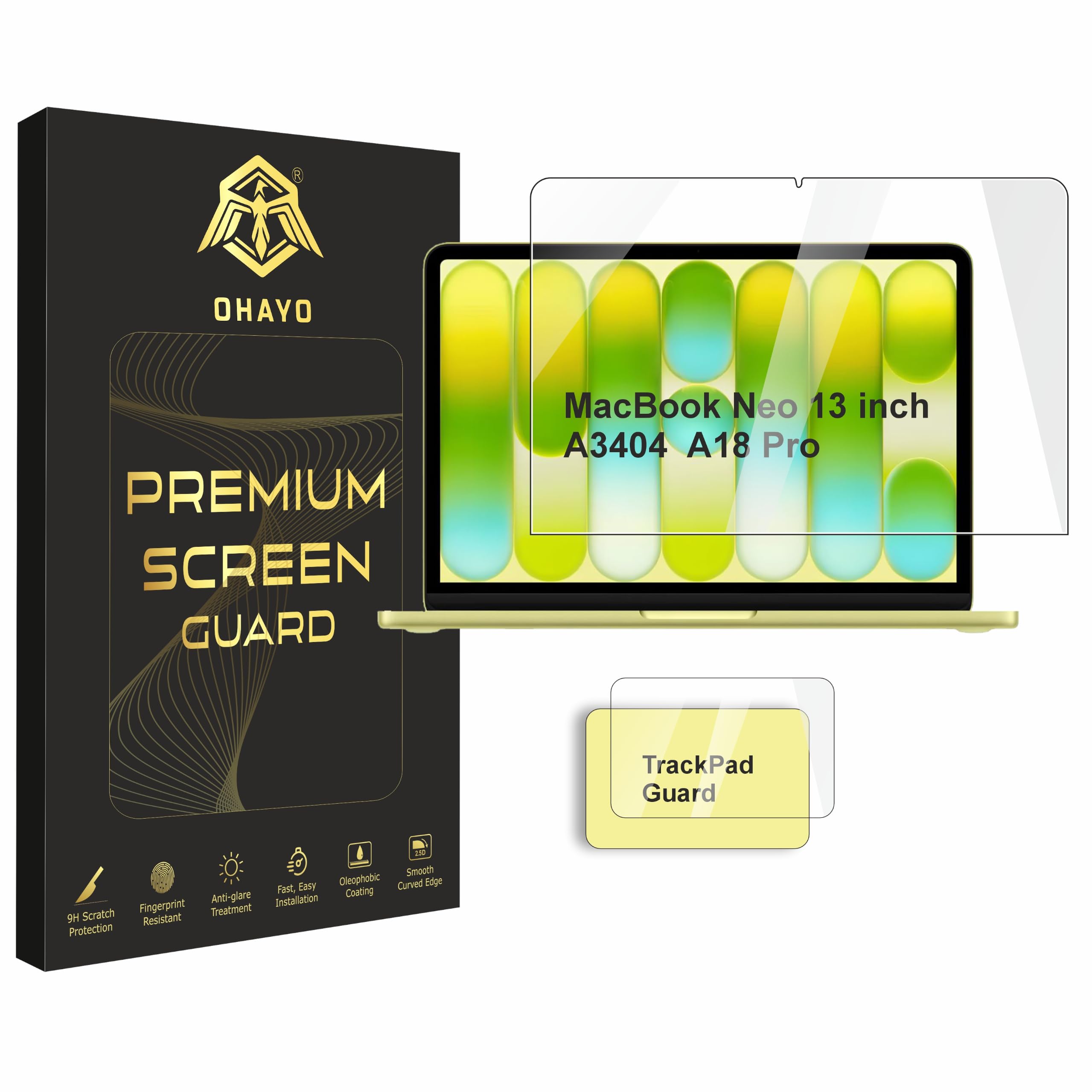 OHAYO Screen Protector Compatible with MacBook Air 13.6 Inch 2022-2026 (Models A2681, A3113, A3240, A3449) Compatible with M2, M3, M4 & M5 Chip MacBook Air Laptop, Military Strength, 9H Hardness, Scratch Resistant, Bubble Free, Anti-Fingerprint, Ultra HD Clear, Not Tempered Glass — Amazon image 9