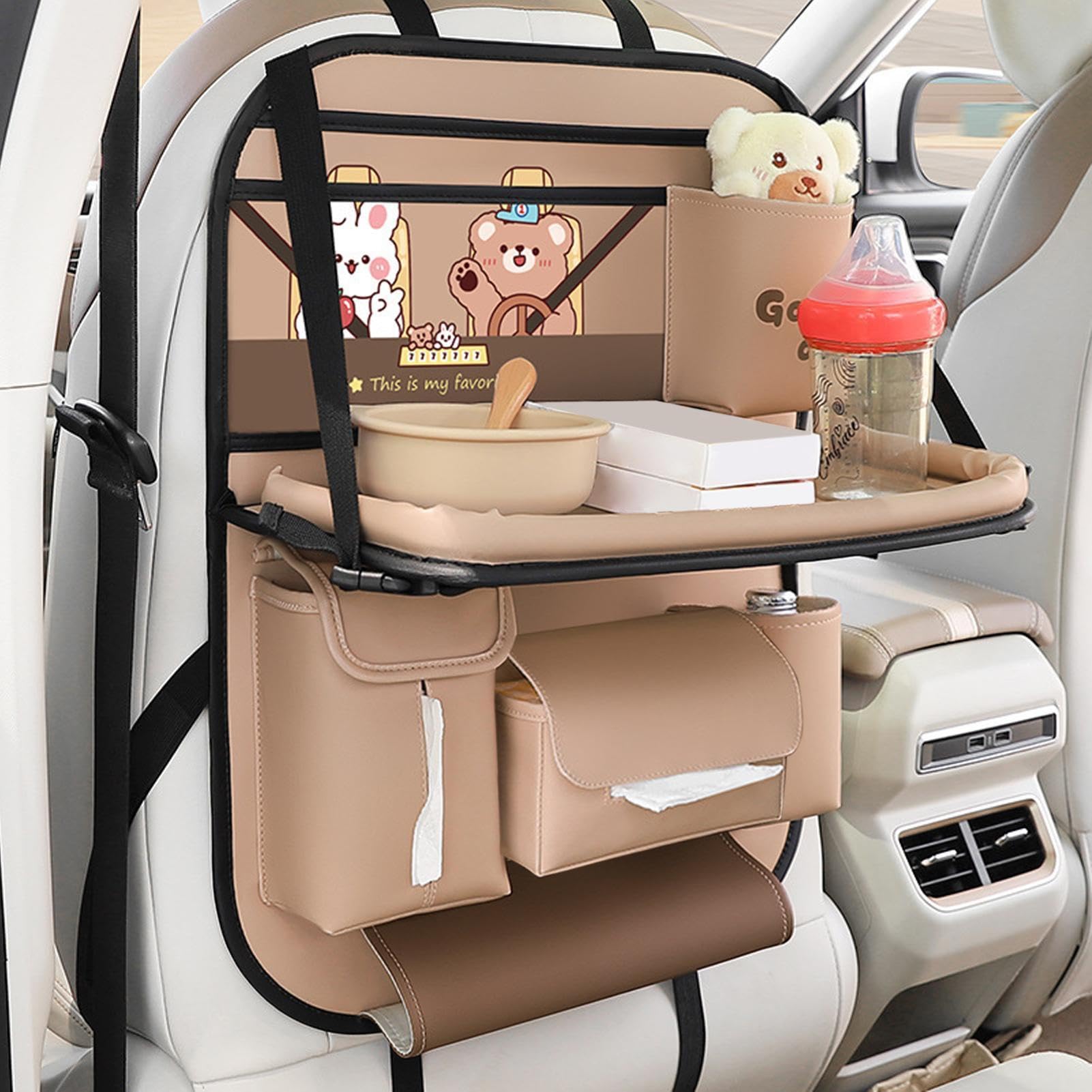 Organizador de asiento trasero para coche Bolsa Multifuncional Plegable | Bandeja De Viaje Para Coche Infantil Pasajero Trasero Vaso Snack Comida Portátil Acampada SUV