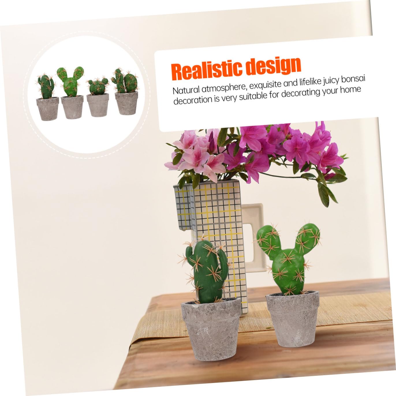 Holibanna Set 4 Piante Grasse Finte Effetto Naturale e Fresco in Polpa Facile Cura per Decorazione Casa e Ufficio per Scrivania e Soggiorno