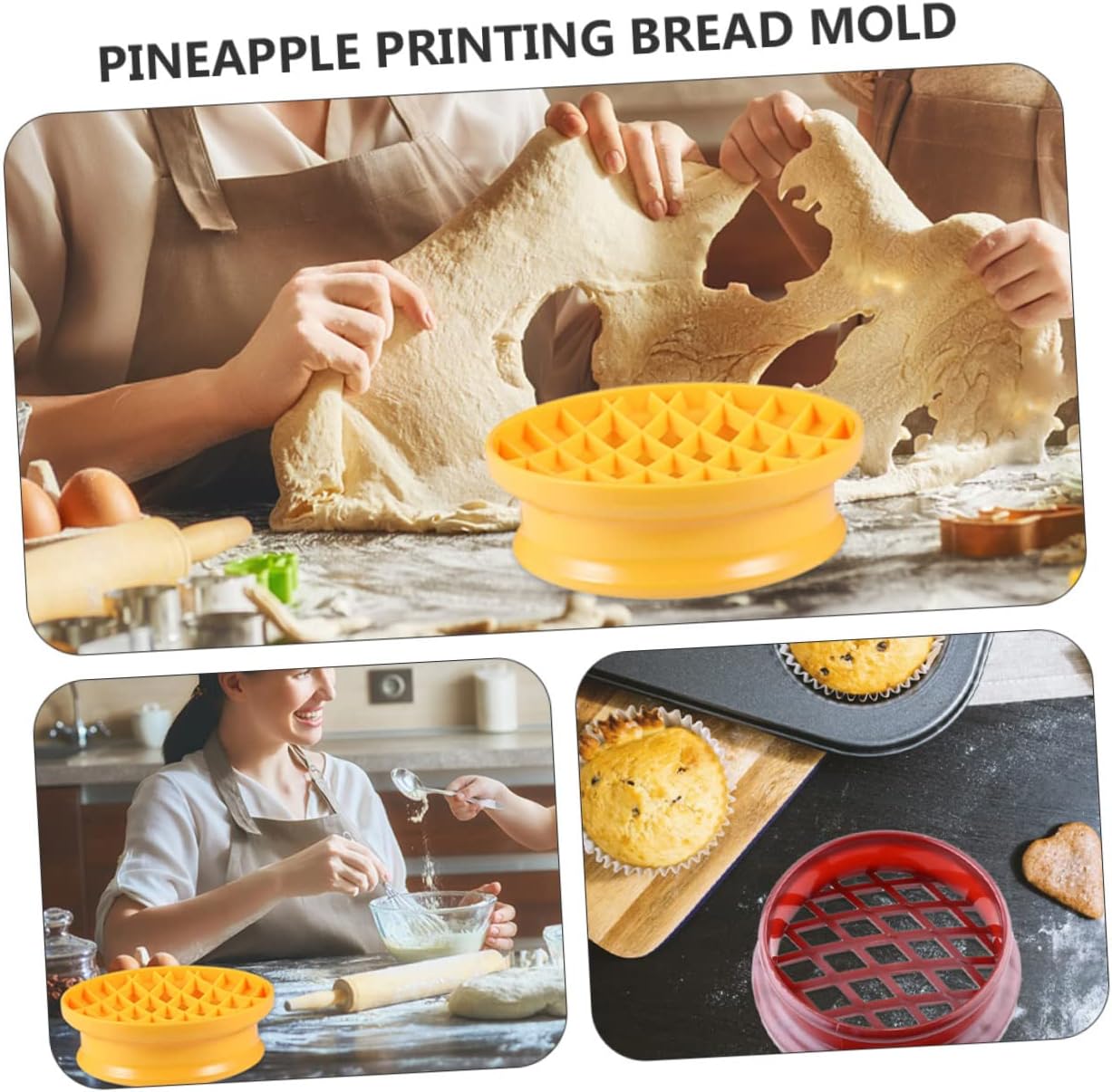 PRETYZOOM 8pcs Assorted Pineapple Bun Molds Non-stick Cake Press Baking Tools for Muffins and Cookies Easy to and Demould for Baking