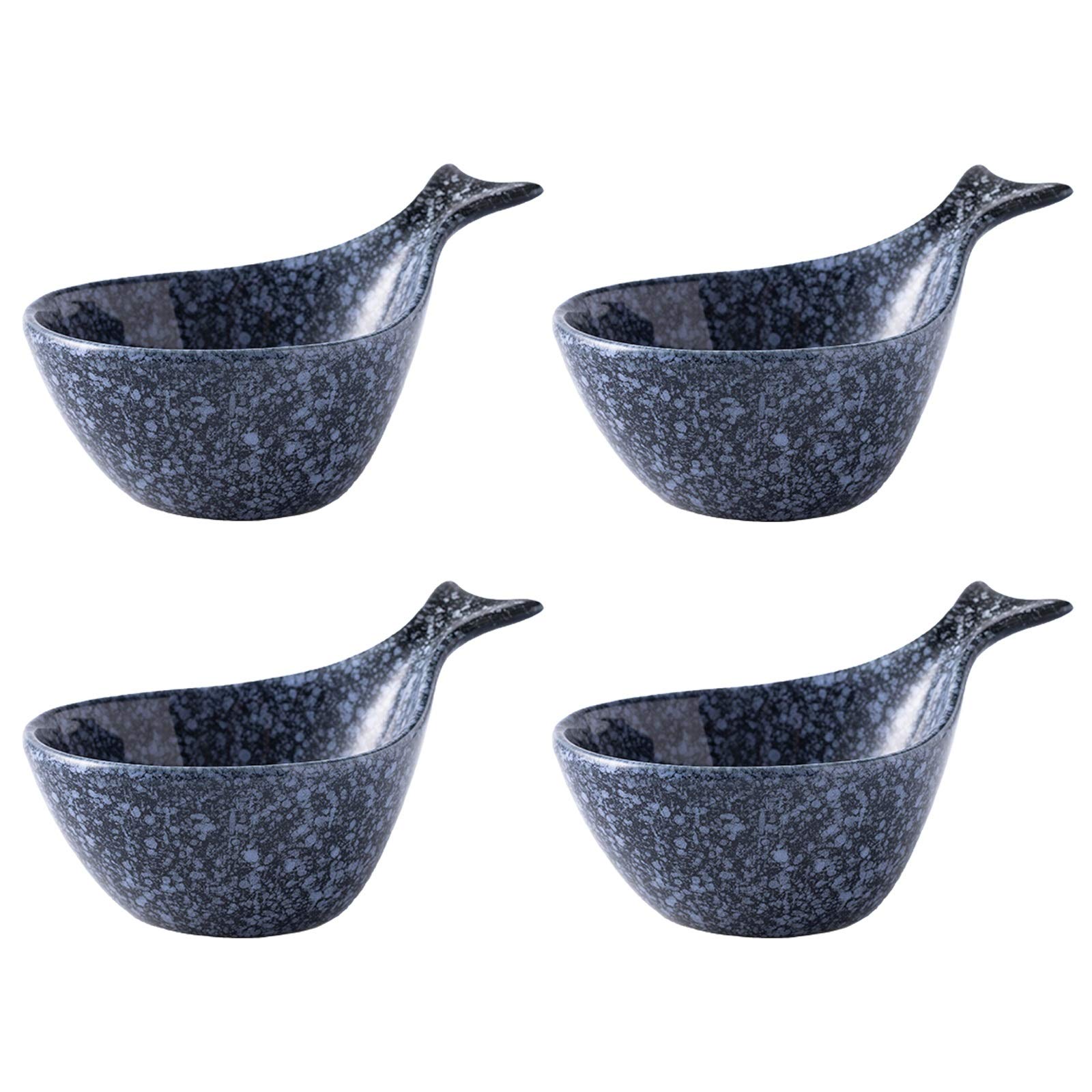 Ciotoline per aperitivo Salsa piatto divertente insalata di frutta a forma di pesce dessert ciotola di tuffo in ceramica / immergere ciotole per salsa di pomodoro, soia e altri party cena - set di 4 (