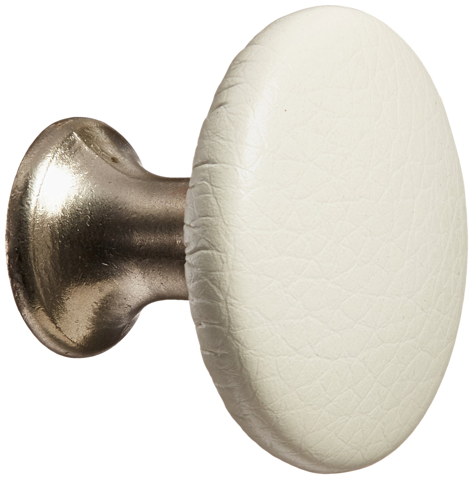 K3389-SN/45/STK/WHT 1-1/8-Inch White Sta Kleen Faux Leather Covered Satin Nickel Knob