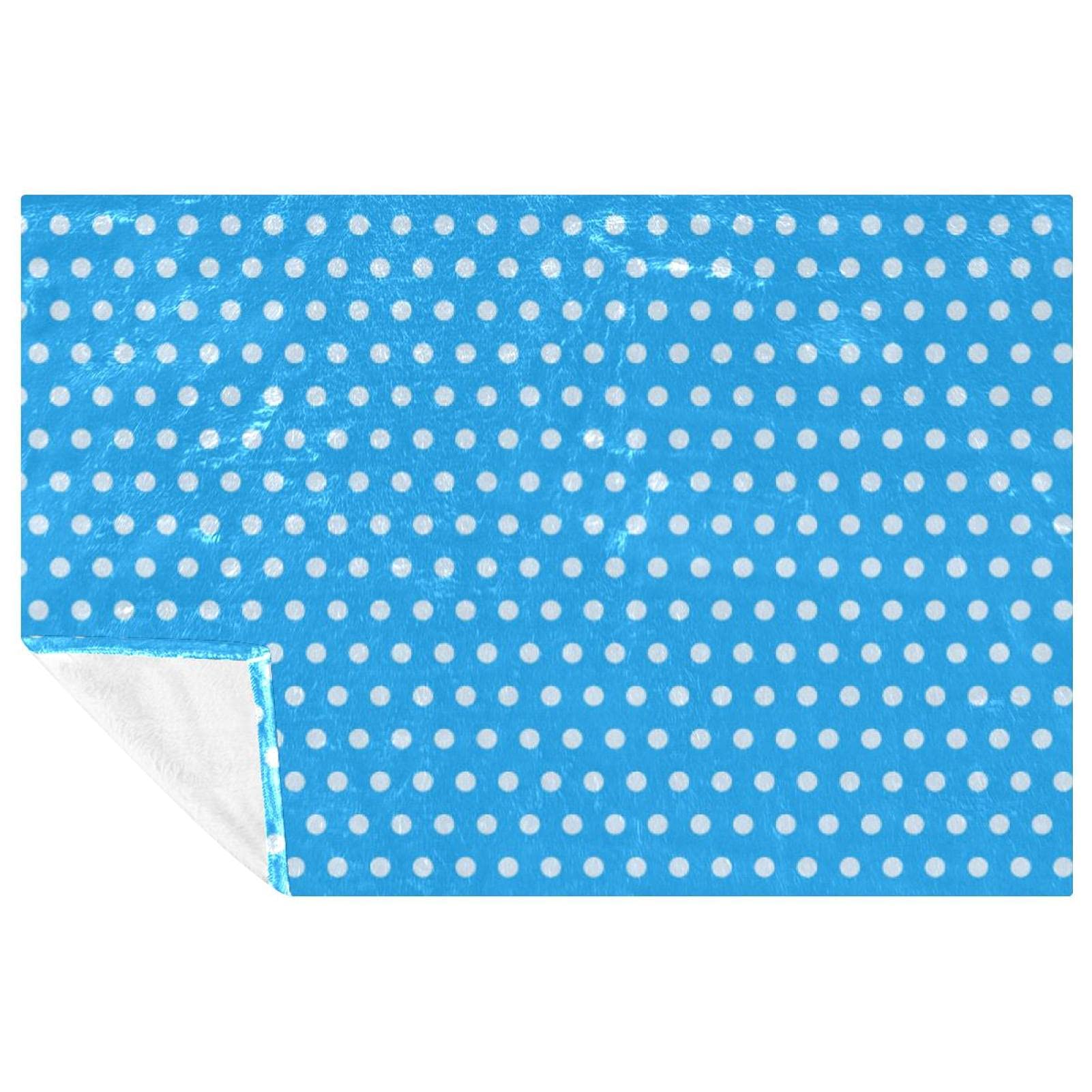 Couverture douce et chaude plaid bleu à pois lit canapé camping