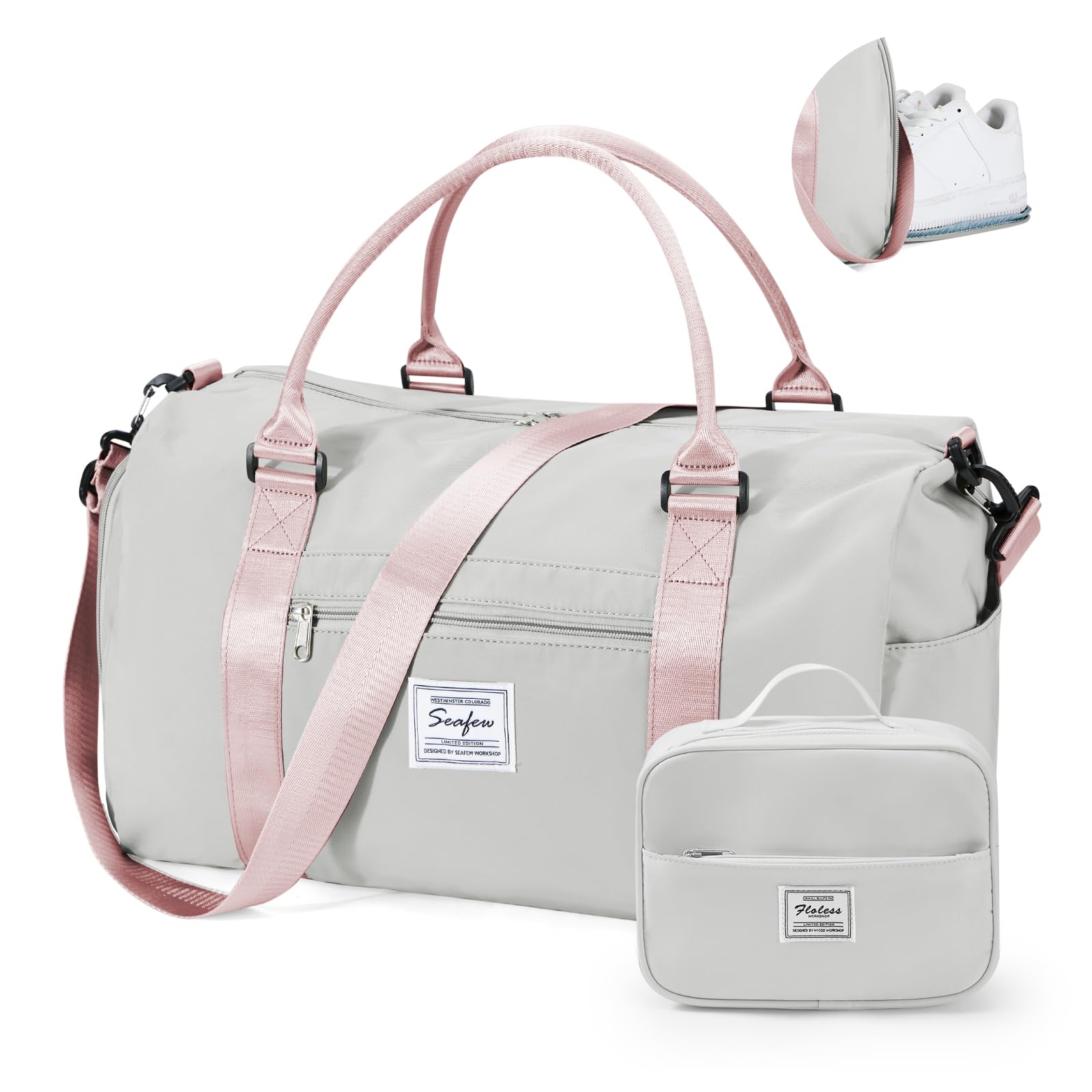 Gym Bag for Women with Shoes Compartment Small Duffel Bag Sport bag with Toiletry Bag Overnight Travel Tote Bags Weekender Carry on Bags Personal Item