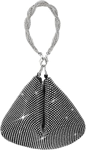 TRICIA Monederos plateados brillantes para mujer, bolso de mano con diamantes de imitación para fiesta, baile, club, boda