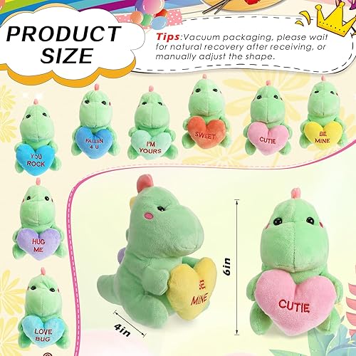 Miniatura 2 de Hanaive 8 piezas de animales de peluche de dinosaurio para el día de San Valentín a granel de San Valentín de peluche con corazón dulce romántico
