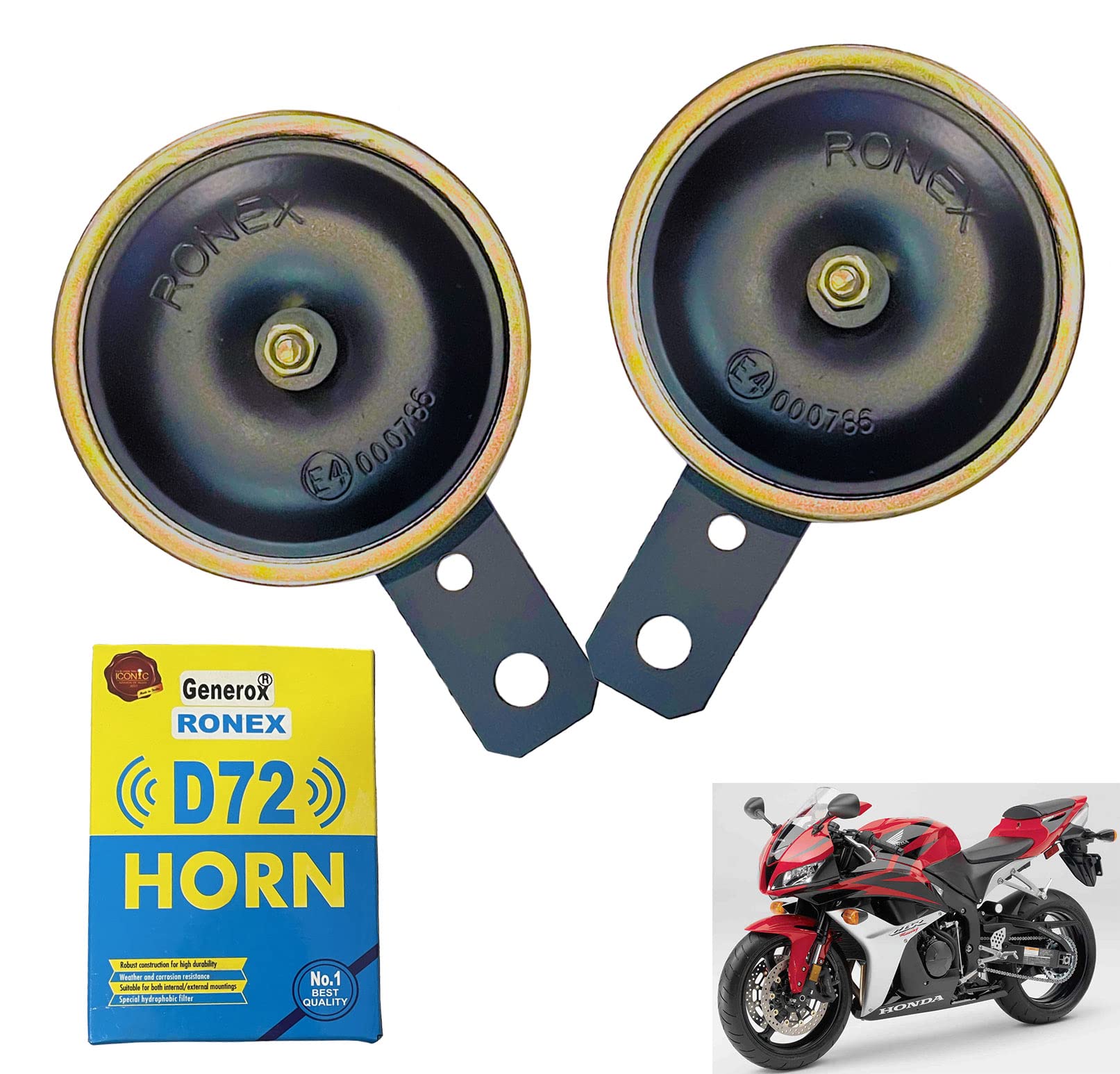 Generox D72 Compact Design Horn Compatible for Honda CBR 600 - Set of 2