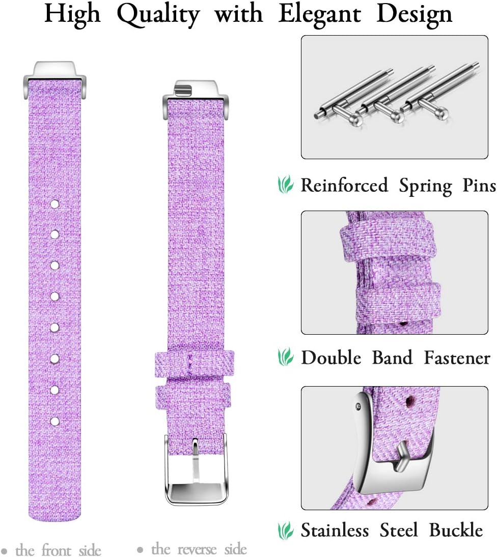 Maledan Replacement Bands Compatible with Inspire HR/Inspire/Inspire 2 Activity Tracker, Breathable Woven Fabric Accessories Strap Watch Band for Women Men, Small, Lavender