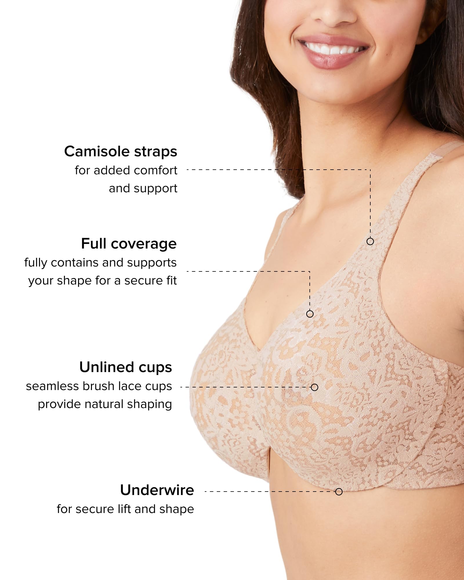 Wacoal Womens Halo Lace Full Coverage Underwire Bra product thumbnail 4