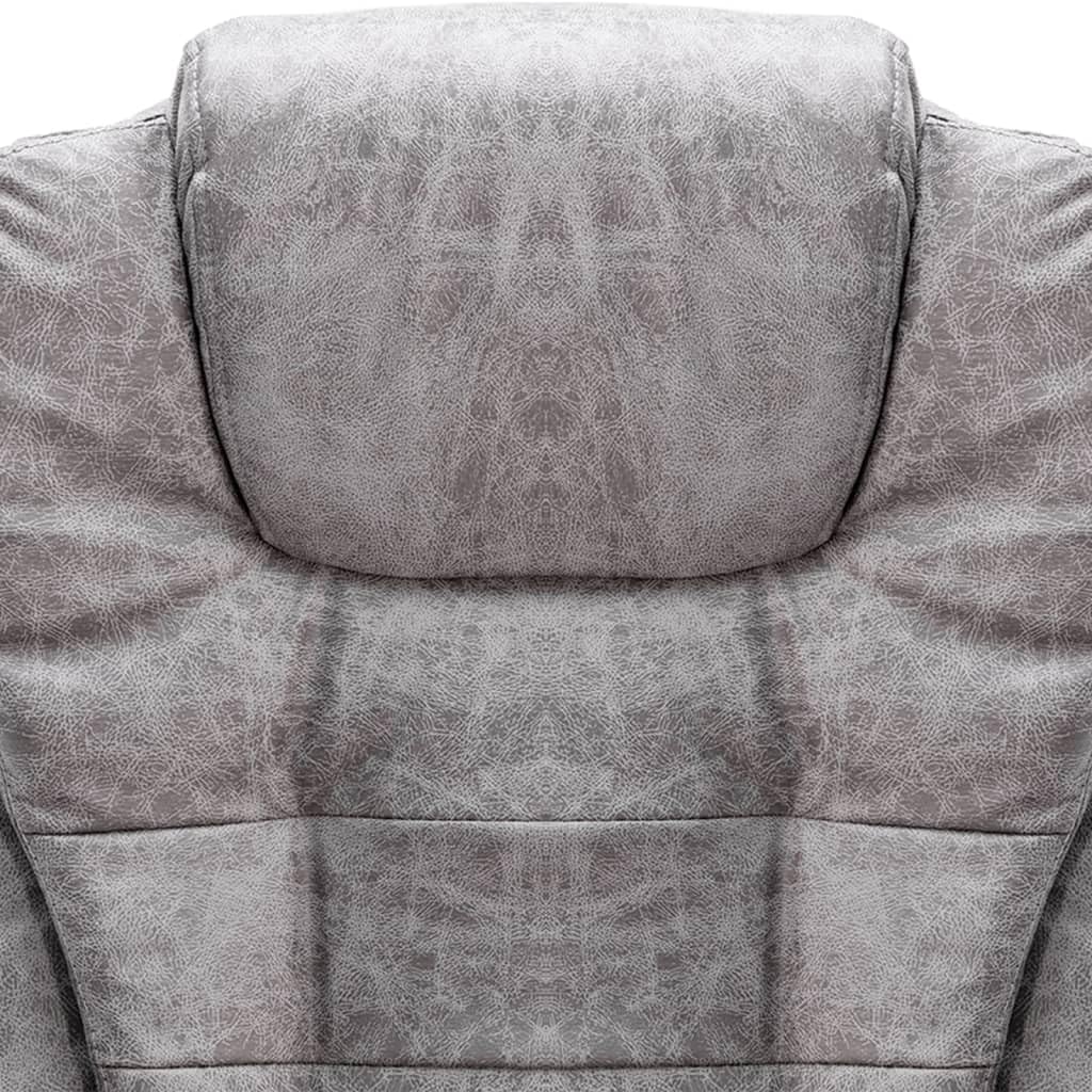 Sedia da ufficio con funzione massaggiante, effetto camoscio grigio chiaro, ergonomica, regolabile in altezza, con massaggio per schiena e seduta, funzione riscaldante, ruote durevoli, per
