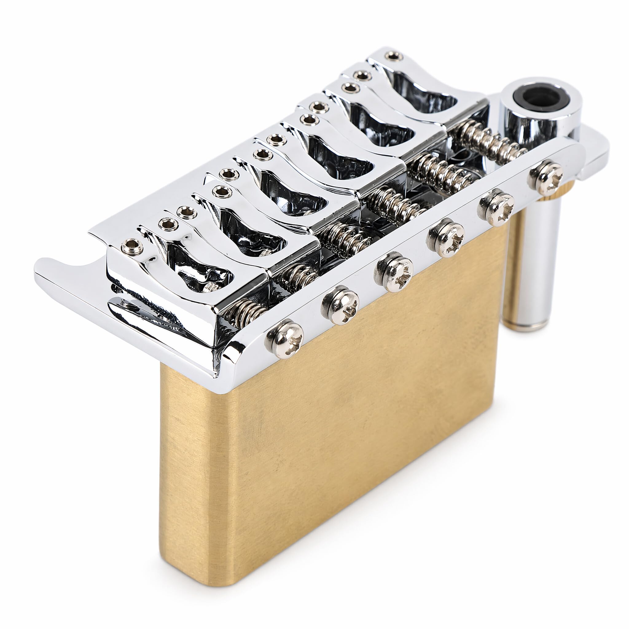 Fabater Mostek Tremolo do Gitary Elektrycznej, 6-strunowy Mostek do Gitary z Blokiem z Litego Mosiądzu i Stalowymi Siodełkami, do 6-strunowych Gitar Elektrycznych w Stylu Strat