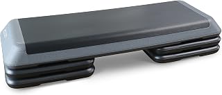 CAP Adjustable Aerobic Step Platform with Risers - 4-8 Inch Heights, Non-Slip Gray Exercise Step for Cardio Workouts