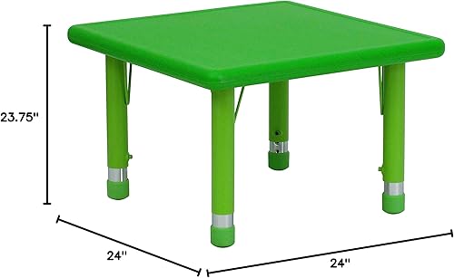 Miniatura 5 de Flash Furniture Wren - Mesa cuadrada de plástico verde de 24 pulgadas con altura ajustable
