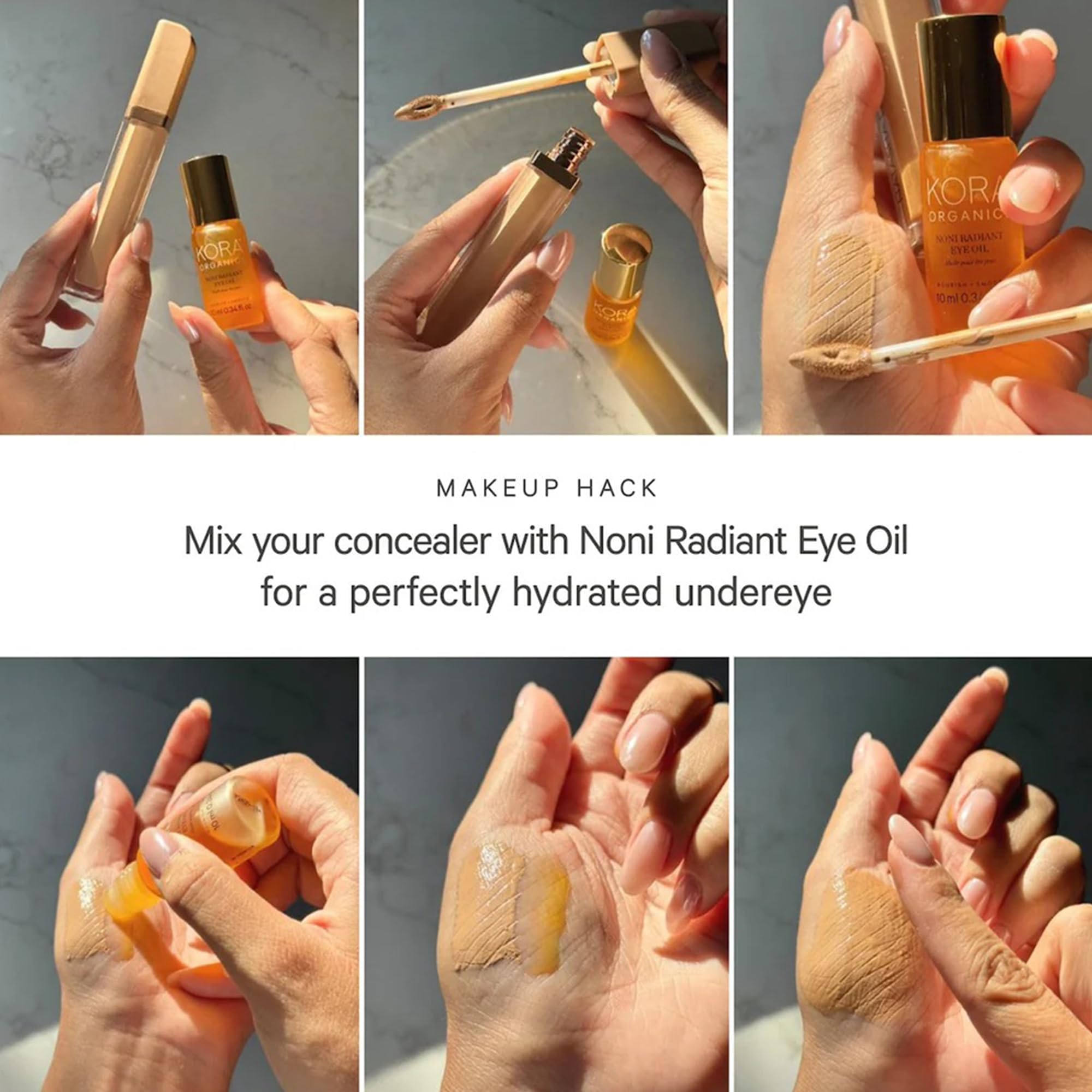 KORA Organics Noni Radiant Eye Oil with Rose Quartz Roller Ball Applicator, Under Eye Roller Serum That Helps Reduce Puffiness, Dark Circles & Wrinkles, Certified Organic, Cruelty Free, 0.34 fl oz