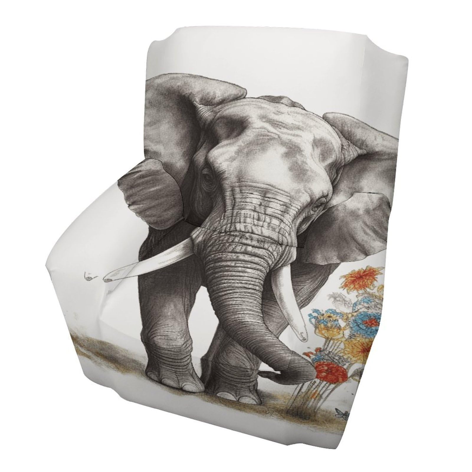 Fodpand Style Elephant5 Sofa Cover Soft 1 Seater Sofa Slipcover For Pets Washable,Couch Cover With Elastic Straps Furniture Protector