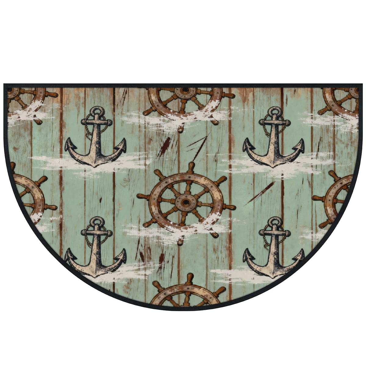 Anchor Coastal Fußmatte, groß, halbrund, saugfähig, rutschfest, halbrund, für Eingangsbereich, niedlich, weich, halbrund, waschbar, Teppich für Küche, Badezimmer, Schlafzimmer, 160 x 100 cm