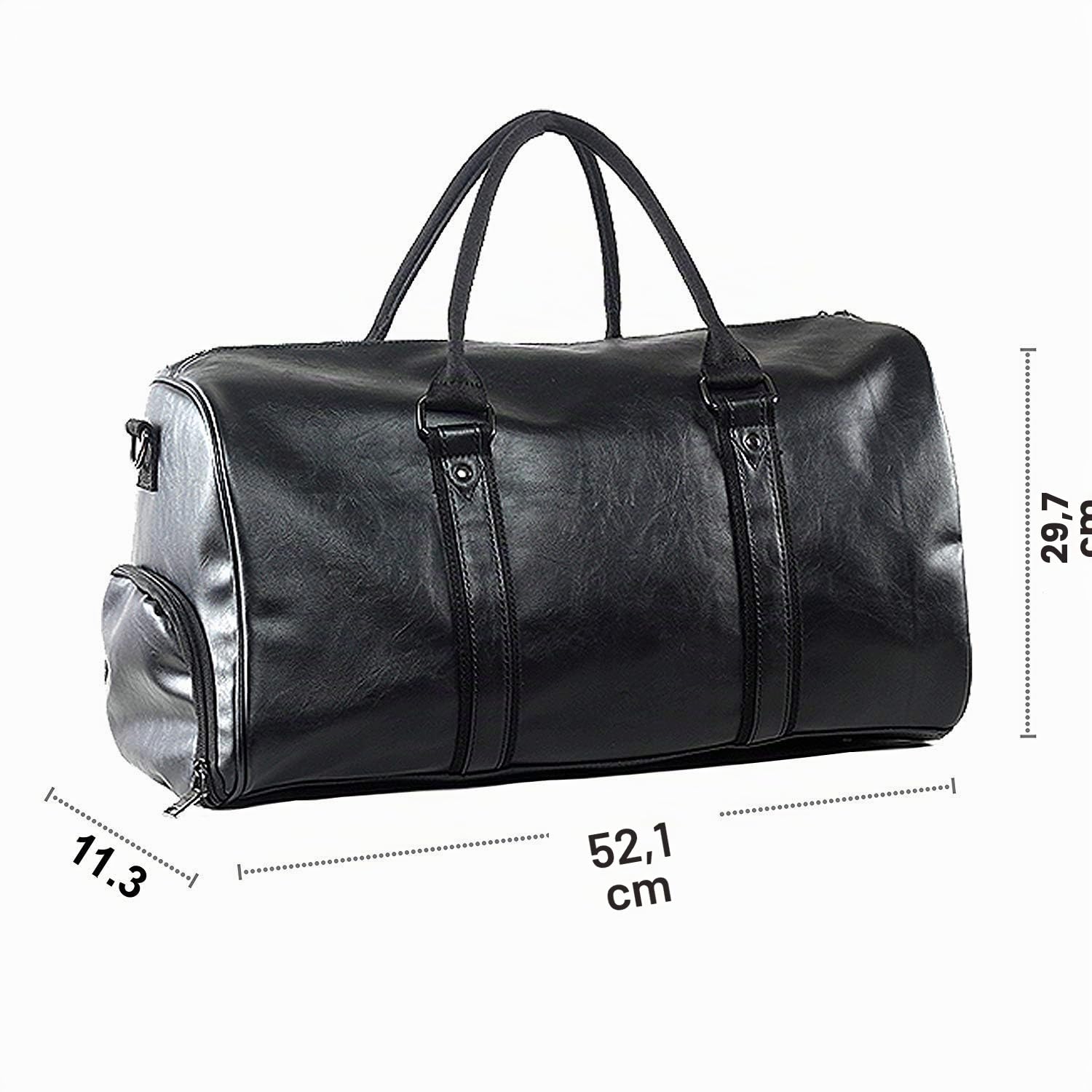 Sac de Voyage en Cuir avec Pochette à Chaussures, Sac de Nuit étanche pour Le Weekender, Grand Sac de Voyage Portable pour Les Hommes et Les Femmes