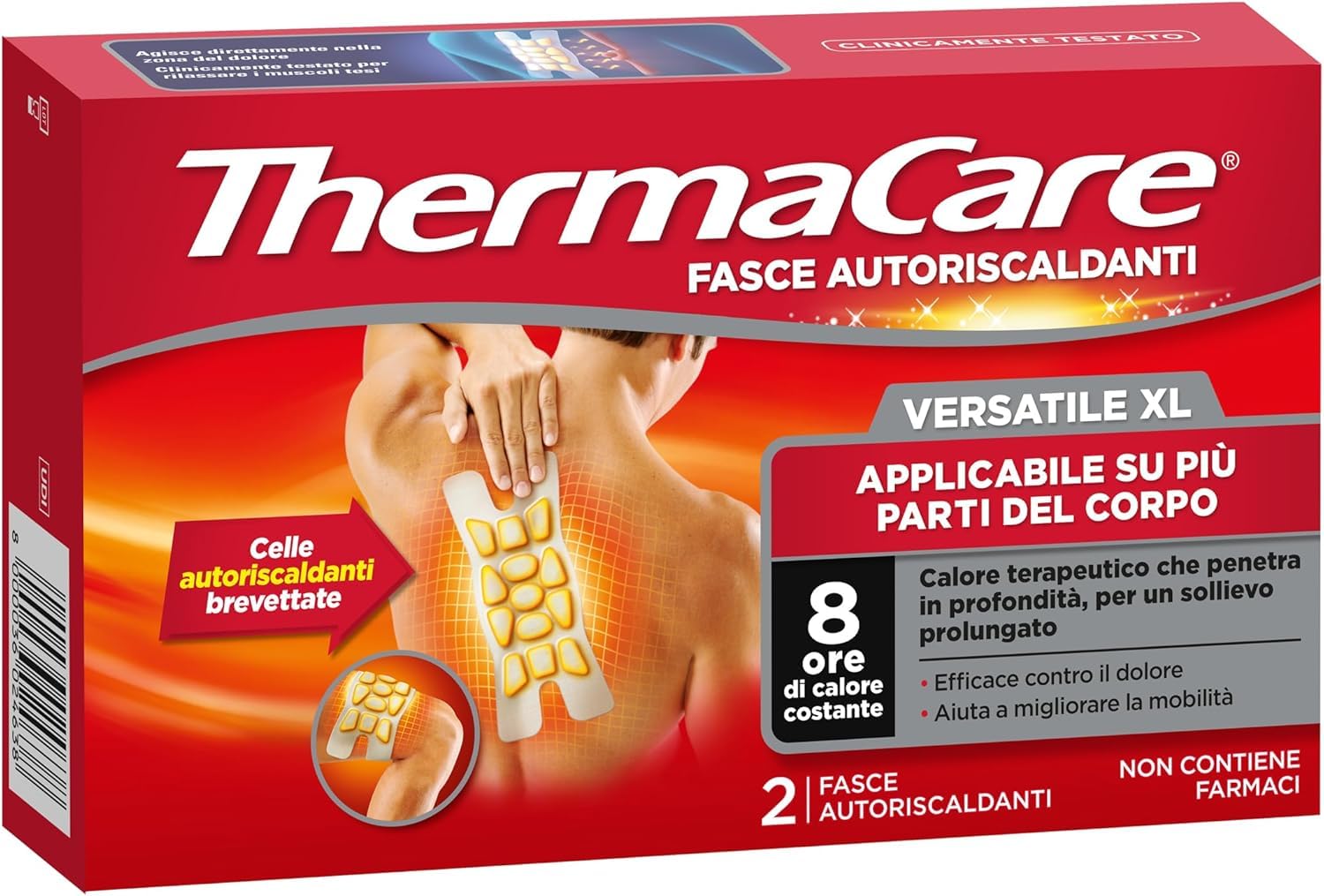 ThermaCare Versatile XL Fasce Autoriscaldanti a Calore Terapeutico per Dolore Diffuso, 8 Ore Calore Costante, 2 Fasce Monouso