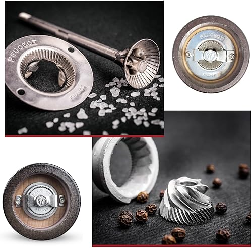 Miniatura 2 de Peugeot - Fidji Juego de molinillos manuales de sal y pimienta - Molinillos ajustables - Madera de haya y acero inoxidable, negro mate, 5 pulgadas