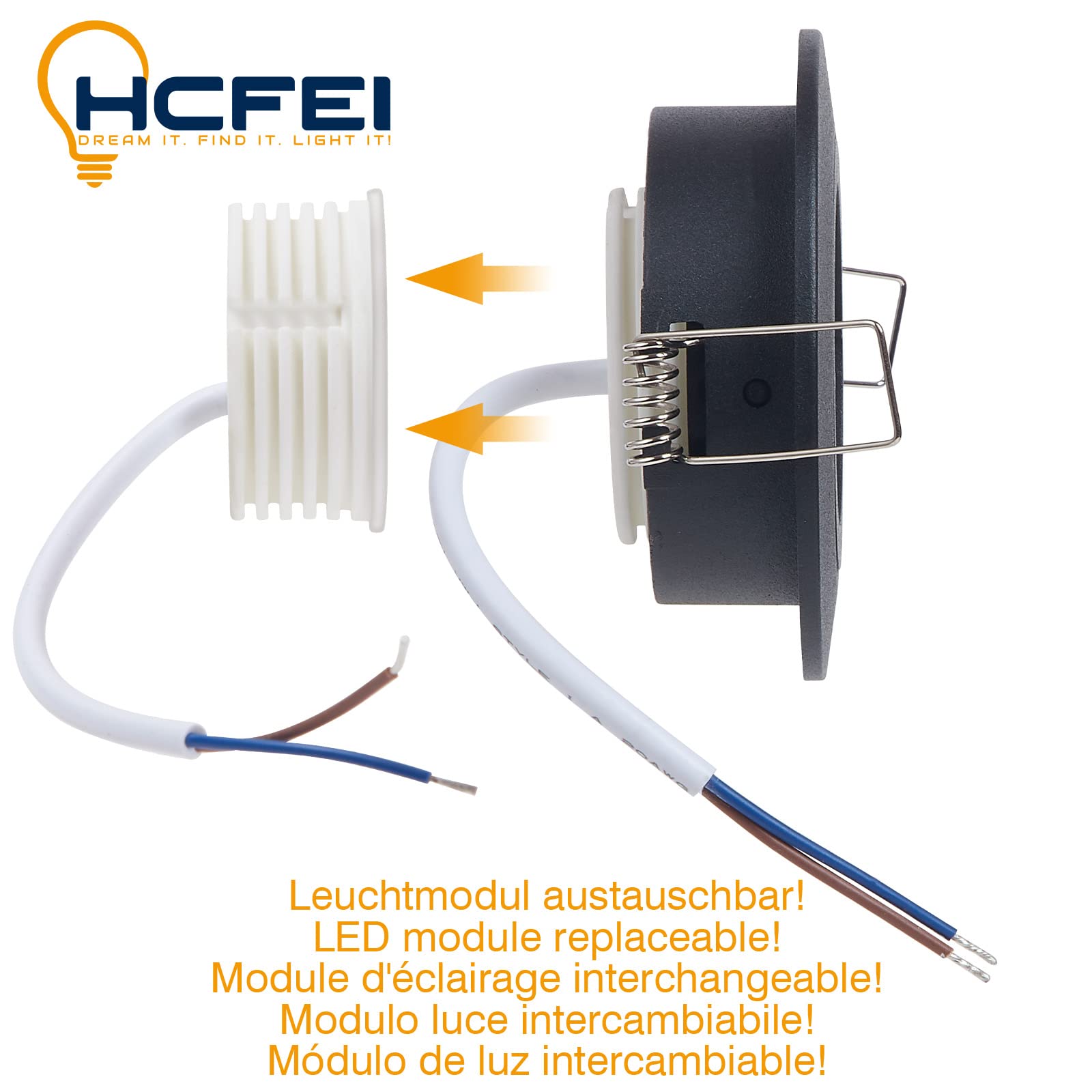 HCFEI 10x Faretti LED da Incasso nero per cartongesso, Orientabile con Porti Luce Bianco Caldo 5W Pari a 50W 3000K Dimmerabile Angolo a Fascio 120 Gradi AC 230V