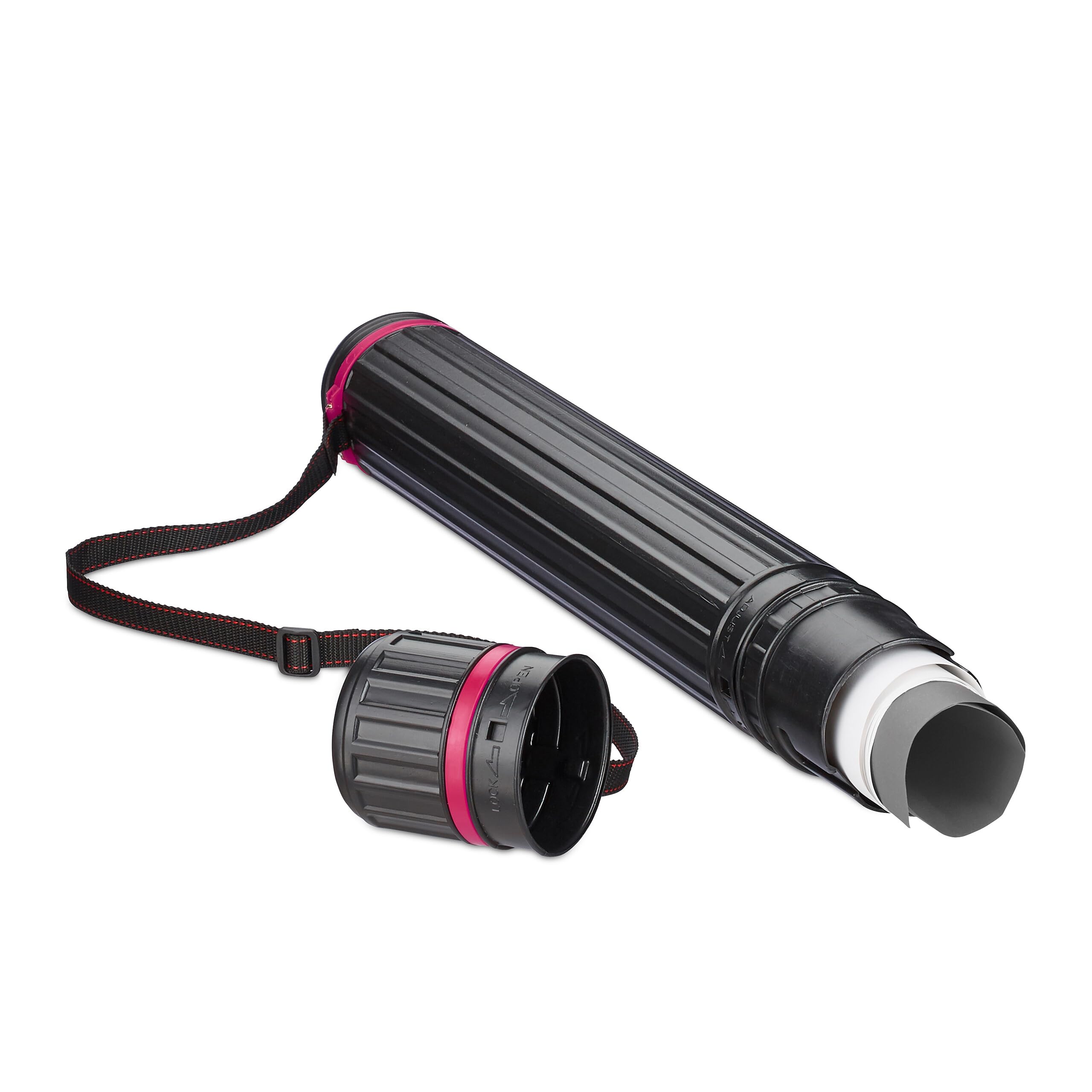 Relaxdays 4 x Rollo para pósteres, hasta tamaño A0, Transporte de pósteres y Dibujos, Extensible de 64 a 107 cm, Negro/​Rosa