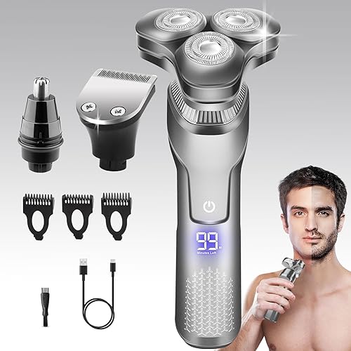 Miniatura 2 de Handsomeface Maquinilla de afeitar eléctrica para hombres maquinilla de afeitar eléctrica 4 en 1 impermeable maquinilla de afeitar rotativa