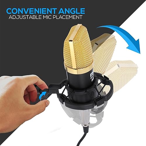 Miniatura 5 de Pyle Kit de micrófono de condensador de audio sistema de micrófono de grabación vocal profesional de 0.138 inXLR con soporte de choque ajustable,