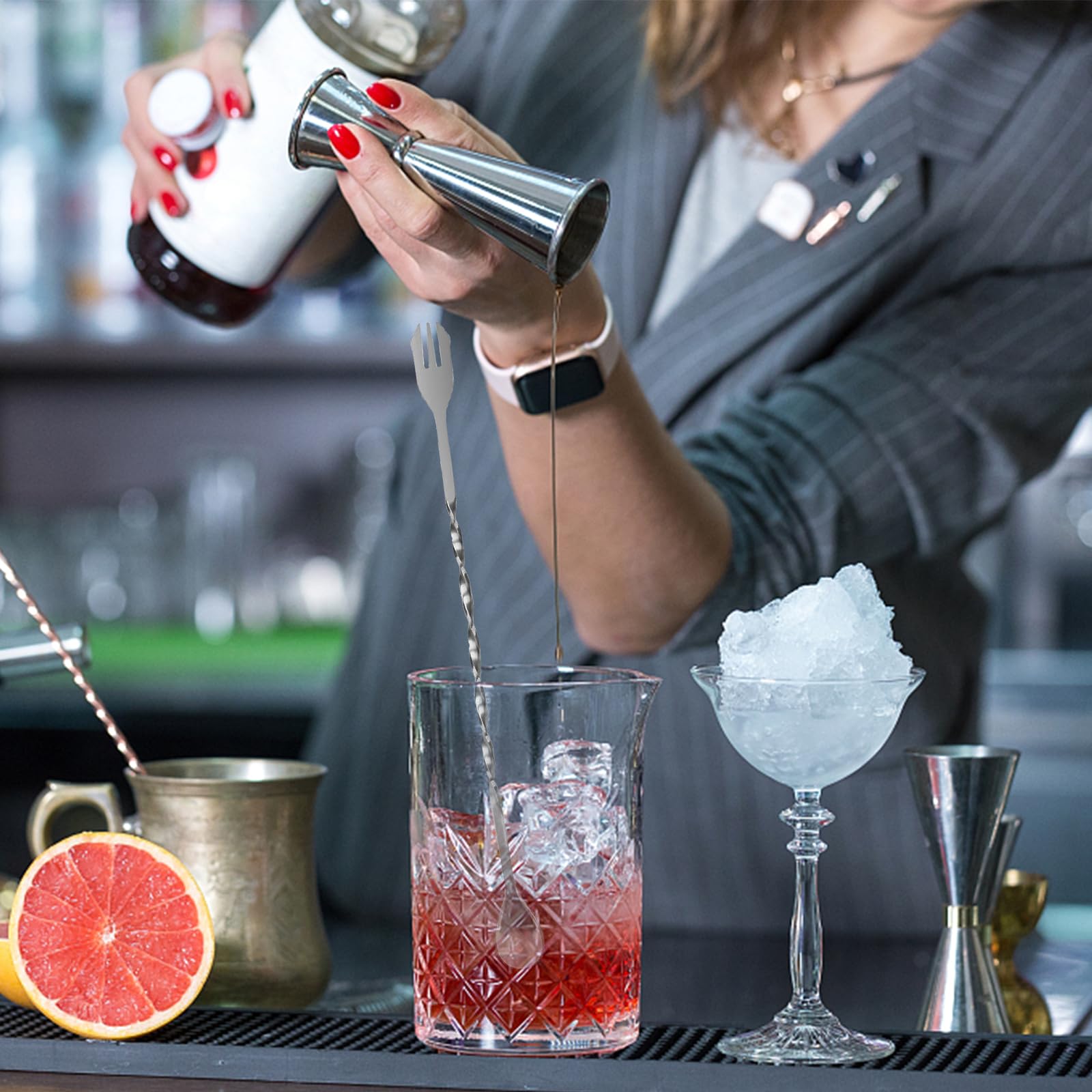 Kit Pilon à Cocktail 4 Pièces - Acier Inoxydable - Pour Mojito, Caipirinha - QEEYON