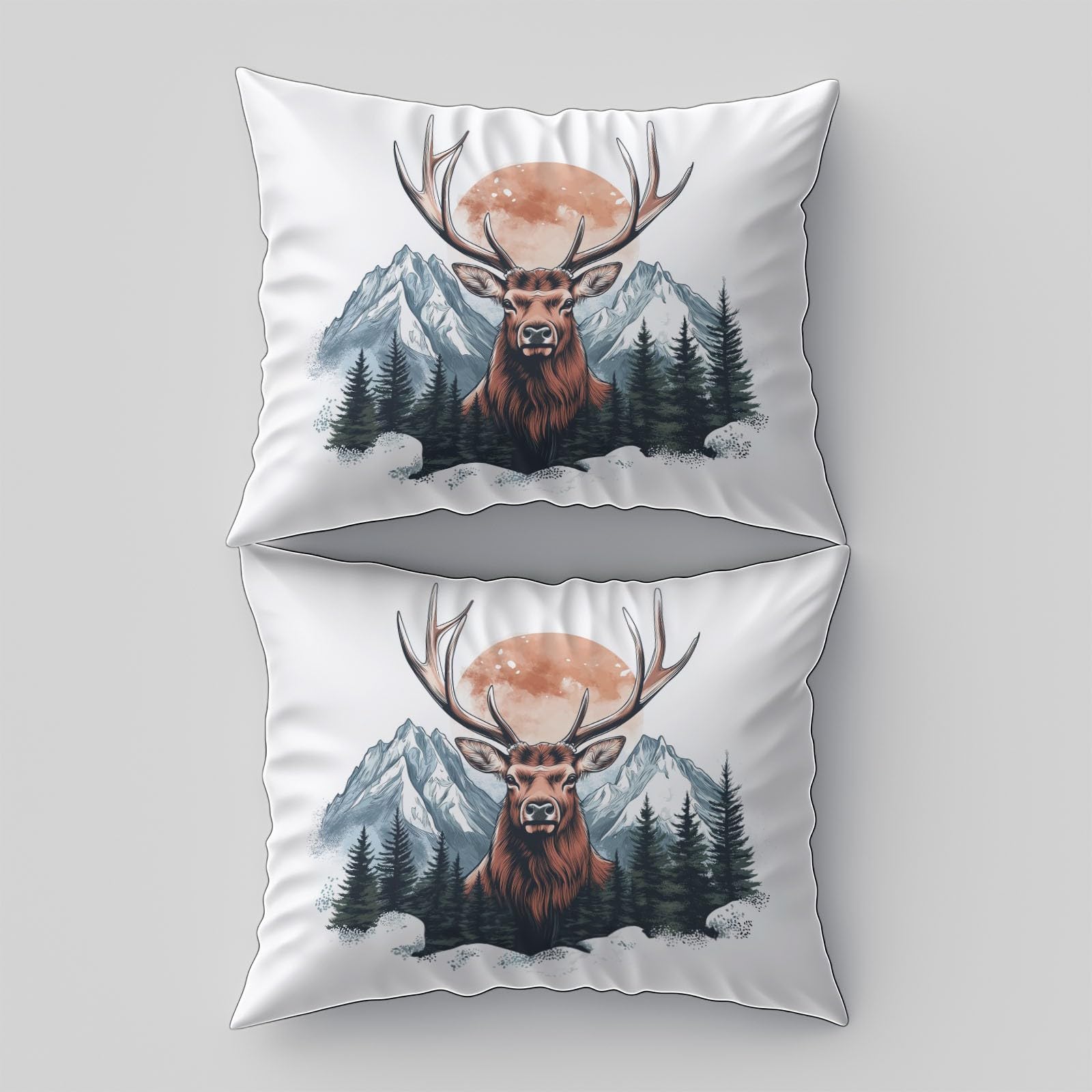 Zestaw pościeli Deer Mountains Nature miękki nadruk zestaw pościeli ze szczotkowanej mikrofibry poszewka na kołdrę z poszewkami na poduszki 260 x 220 cm, prezenty dla mamy, dekoracja sypialni