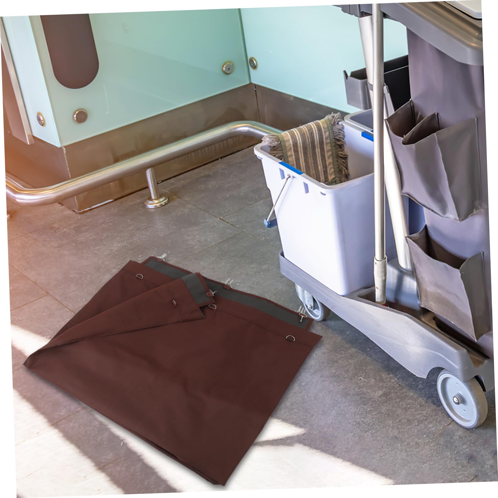 Veemoon Borsa Portaoggetti per Carrello della Biancheria Oxford Marrone, Capiente e Portatile, per Organizzazione e Uso in Hotel Facile Manutenzione