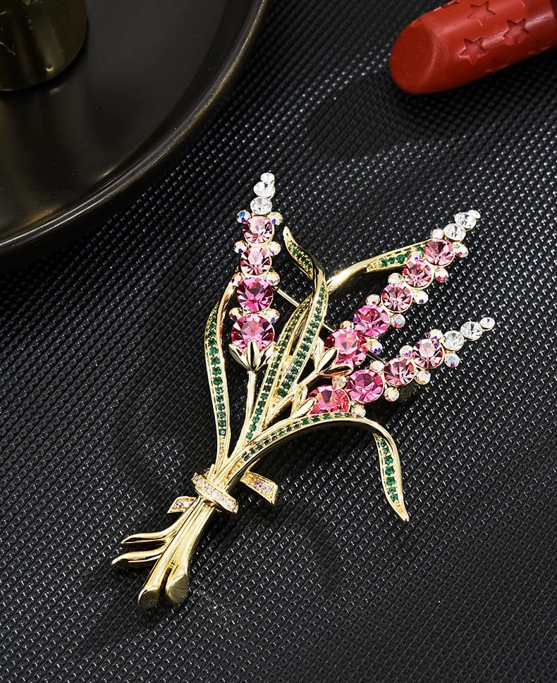 Image of Flower Brooch Pins for Women Rhinestone Red Pin Blazer Dress Denim Jacket Lapel Pin Wedding Holiday Gift Accessories