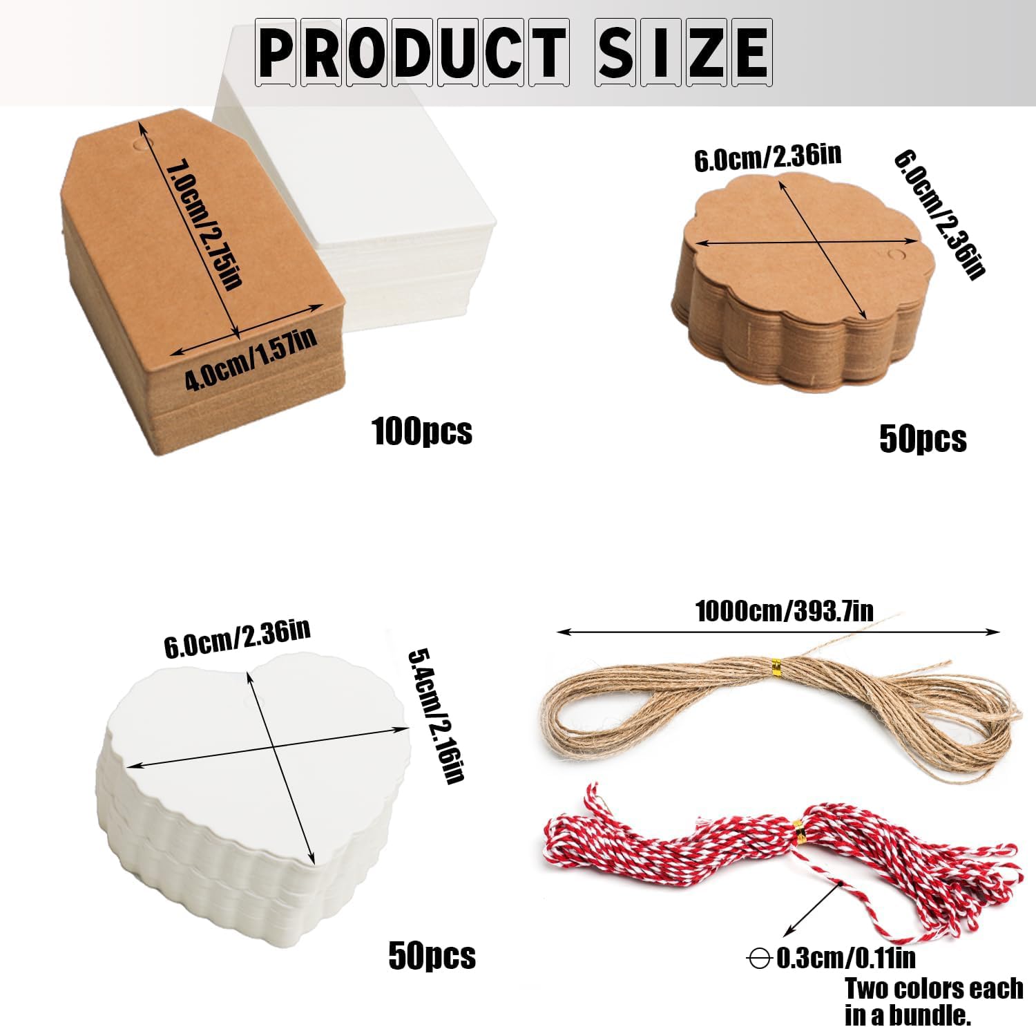 1 Lot Étiquettes Papier Kraft Cœur Avec 200 Pièces On