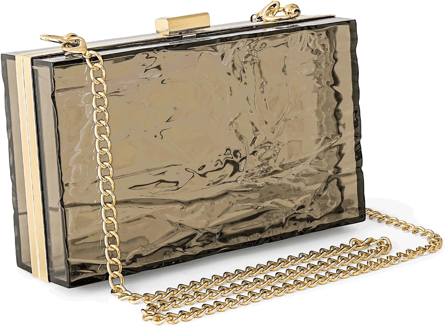 WJCD Womens Clear Purse Acrylic Evening Bags clear clutch purse Ripple Shaped Vintage Banquet Handbag