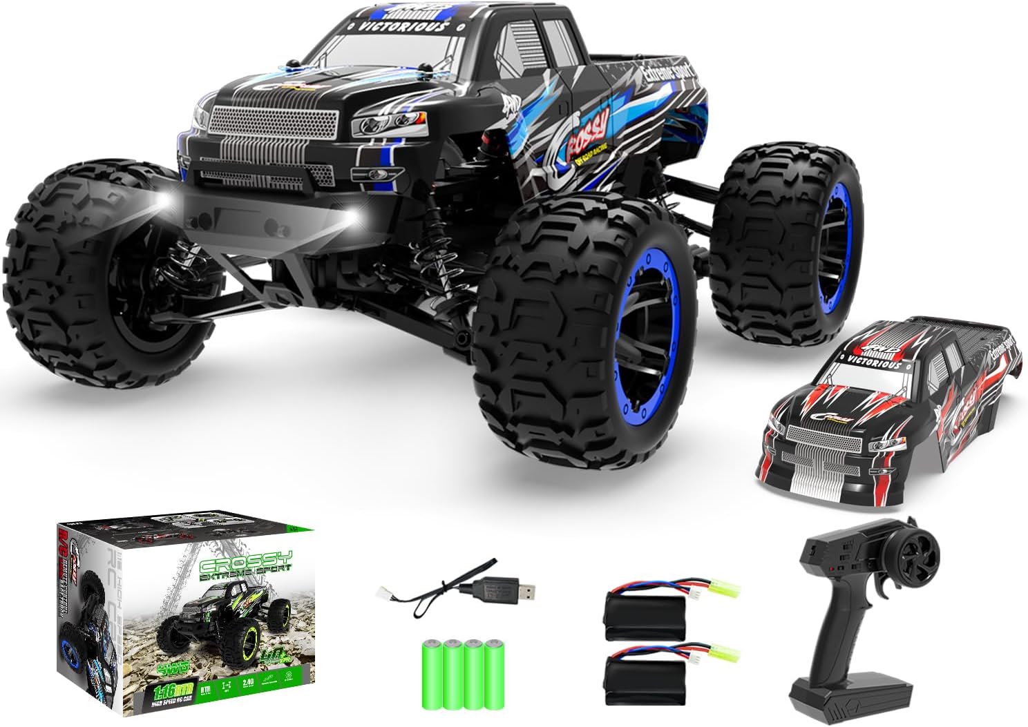 RC Truck 1:16 4x4 All Terrain RC Car 40KPH High Speed Remote Control Cars for Adults